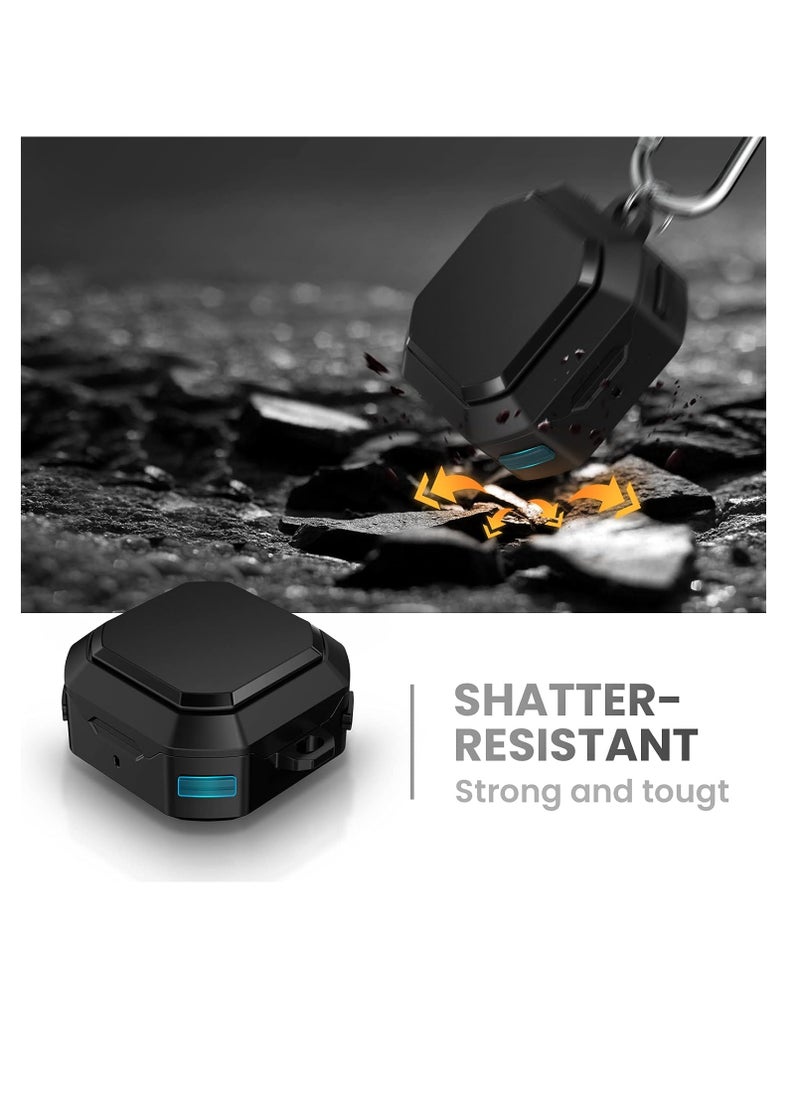 Generic Case Compatible for Galaxy Buds 2 Case (2021)/ Galaxy Buds Pro Case (2021) / Galaxy Buds Live Case (2020) Hard PC Shockproof Case Protective Cover with Keychain (Mystic Black)  - Image 2
