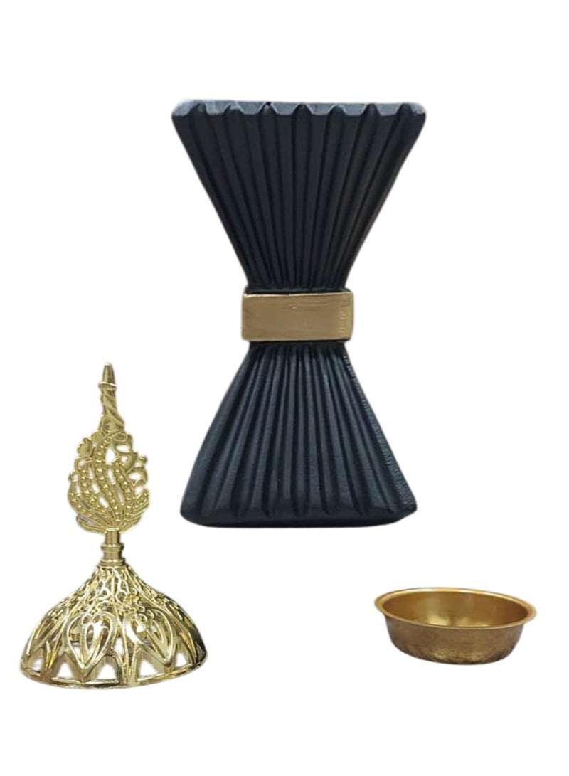 Elegant Resin Incense Burner, Modern Hourglass Design Bukhoor Holder with Ornate Gold Lattice Lid and Perforated Charcoal Cup, Premium Arabian Oud Burner for Home Decor, Office, Aromatherapy and Gifting - Image 3