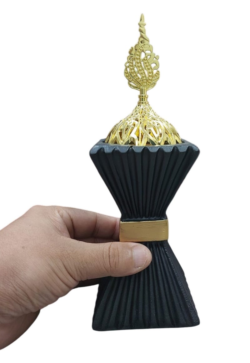 Elegant Resin Incense Burner, Modern Hourglass Design Bukhoor Holder with Ornate Gold Lattice Lid and Perforated Charcoal Cup, Premium Arabian Oud Burner for Home Decor, Office, Aromatherapy and Gifting - Image 5