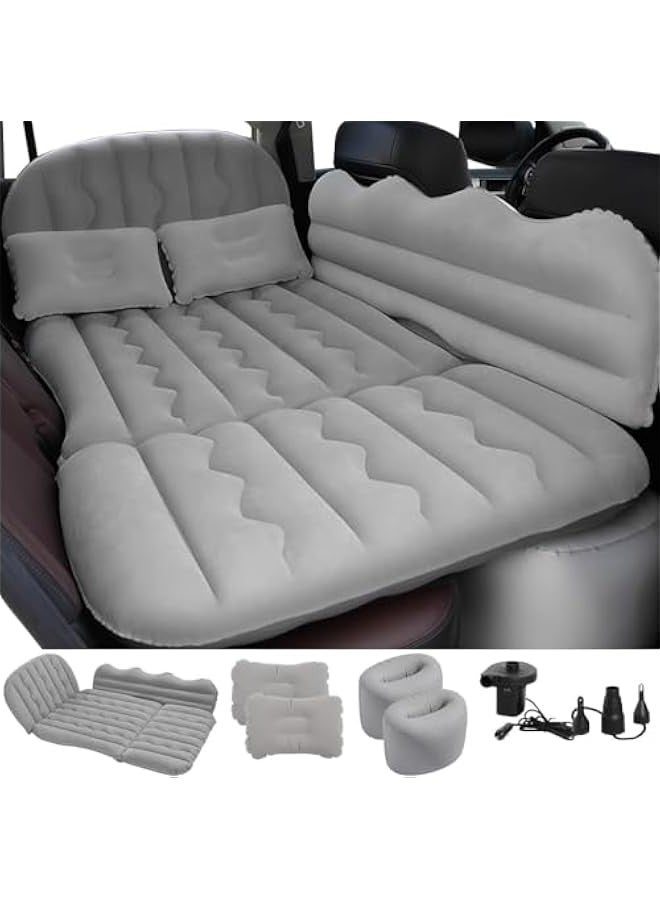 تراسل مرتبة قابلة للنفخ في السيارة، مرتبة هوائية للمقعد الخلفي للسيارة، مرتبة تخييم سميكة مع مضخة نفخ ووسائد، سرير سفر للسيارة، يناسب معظم موديلات السيارات، مثالي للأطفال والكبار - Image 1