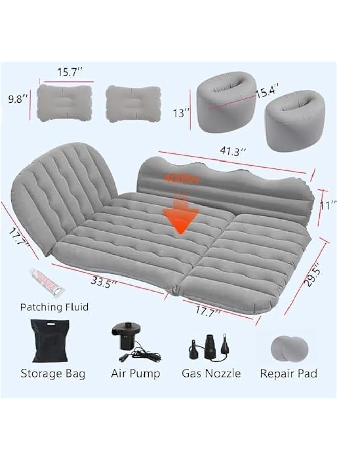 تراسل مرتبة قابلة للنفخ في السيارة، مرتبة هوائية للمقعد الخلفي للسيارة، مرتبة تخييم سميكة مع مضخة نفخ ووسائد، سرير سفر للسيارة، يناسب معظم موديلات السيارات، مثالي للأطفال والكبار - Image 3
