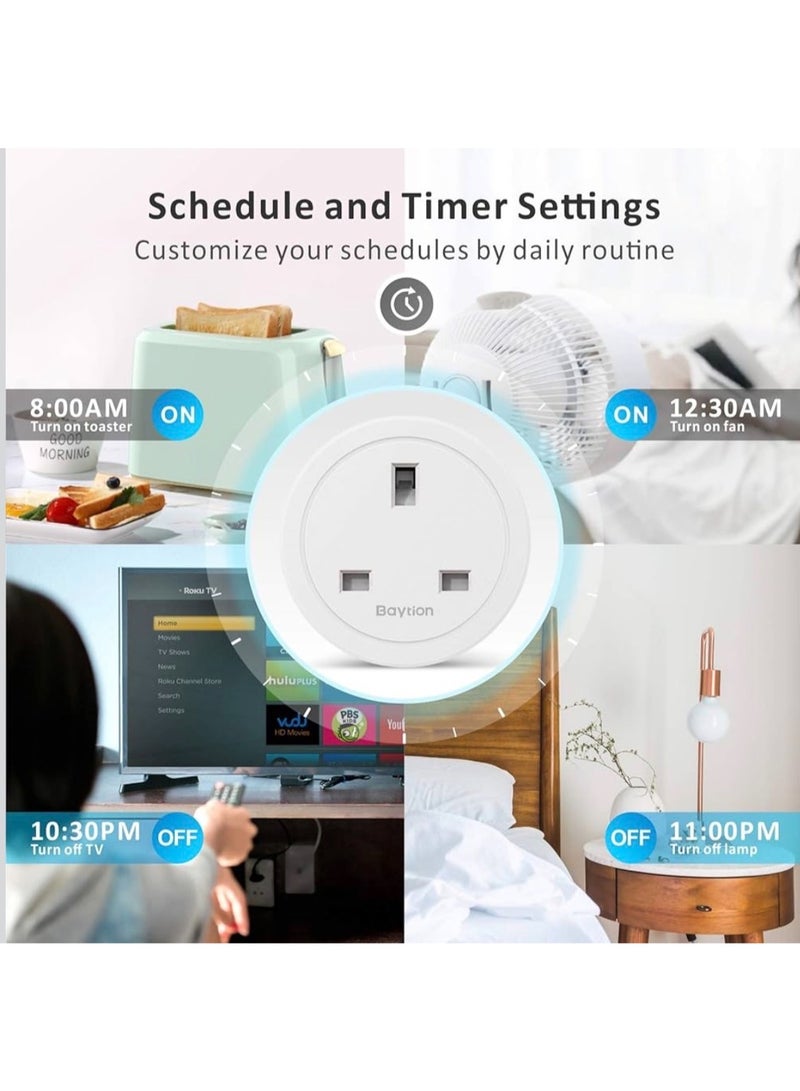 Baytion Smart Wi-Fi & Bluetooth Plug, Compatible with smart speakers, UK Type G - Image 2