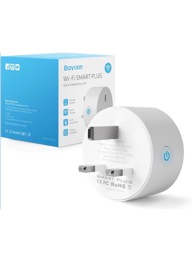 Baytion Smart Wi-Fi & Bluetooth Plug, Compatible with smart speakers, UK Type G - Image 1
