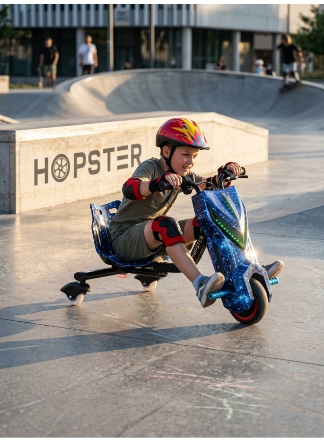 Hopster Kid's Advanced Electric Drift Scooter for Kids with 180W Motor, Medium 6.5 inch wheel, Comfortable Racing Seat, Rear Drift Wheel System, Long-Lasting Rechargeable Battery, Cosmic Blue - Image 3
