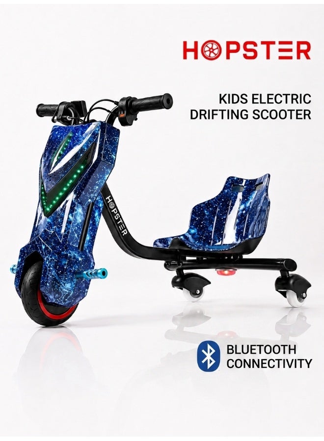 Hopster Kid's Advanced Electric Drift Scooter for Kids with 180W Motor, Medium 6.5 inch wheel, Comfortable Racing Seat, Rear Drift Wheel System, Long-Lasting Rechargeable Battery, Cosmic Blue - Image 4