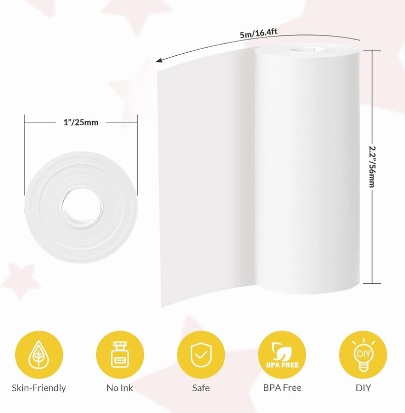 mafiti 10 Rolls Kids Instant Camera Refill Print Paper,57x 25 Thermal Paper Compatible with Most Kids Camera Instant Print/Mini Printer,2.2 Inch BPA Free Photo Paper - Image 2