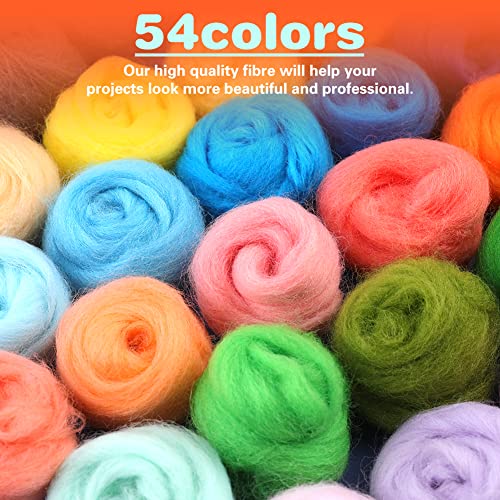 Mayboos 54 Colors Needle Felting Wool, 5.71oz Wool Roving Felting Fiber Wool Yarn for Needle Felting Supplies DIY Hand Spinning, 3g/Color - Image 3