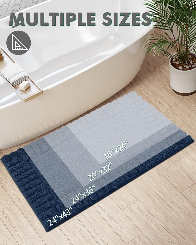 LUMI Premium Bath Rug  Extra Soft and Absorbent Bathroom Mat  Quick Dry  Non Slip  Machine Washable Bath Mat for Shower and Tub  Blue  24""x36"" - Image 2
