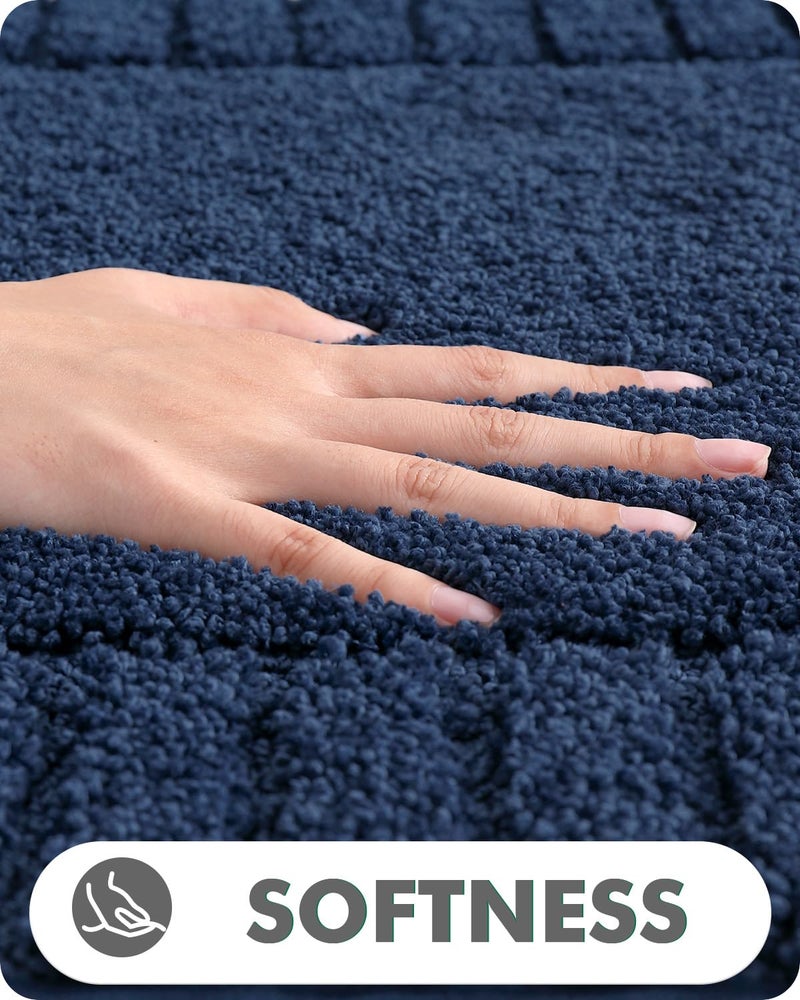 LUMI Premium Bath Rug  Extra Soft and Absorbent Bathroom Mat  Quick Dry  Non Slip  Machine Washable Bath Mat for Shower and Tub  Blue  24""x36"" - Image 4