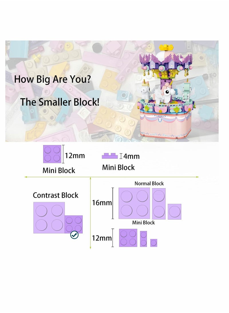 واي آند دي Music Box Building Toys, Rotating Carousel DIY Block for Girls and Boys 6 -12 Years Old, 874 pcs, STEM Construction Toy Birthday Gifts Adults Kids  - Image 3