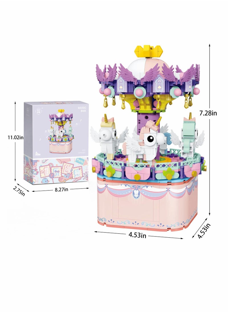 واي آند دي Music Box Building Toys, Rotating Carousel DIY Block for Girls and Boys 6 -12 Years Old, 874 pcs, STEM Construction Toy Birthday Gifts Adults Kids  - Image 5