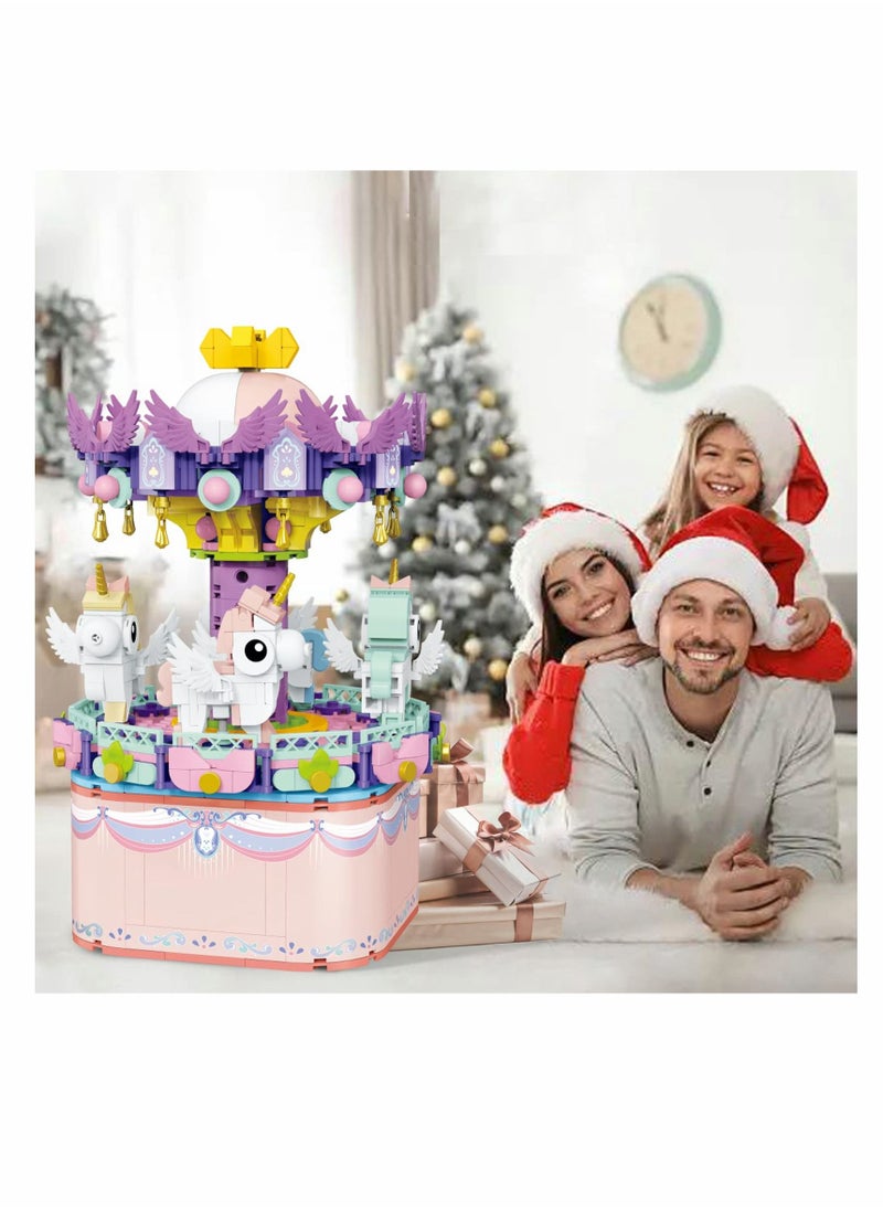 واي آند دي Music Box Building Toys, Rotating Carousel DIY Block for Girls and Boys 6 -12 Years Old, 874 pcs, STEM Construction Toy Birthday Gifts Adults Kids  - Image 2