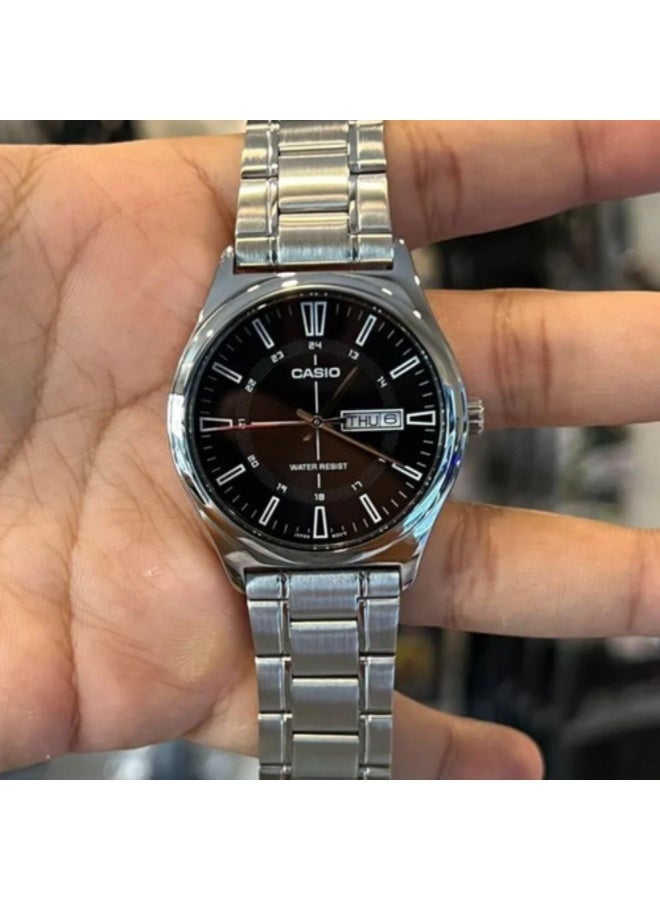 كاسيو ساعة كاسيو رجالية ستانلس ستيل MTP-V006D-1CUDF – ميناء أسود مع عرض اليوم والتاريخ ومقاومة للماء - Image 2