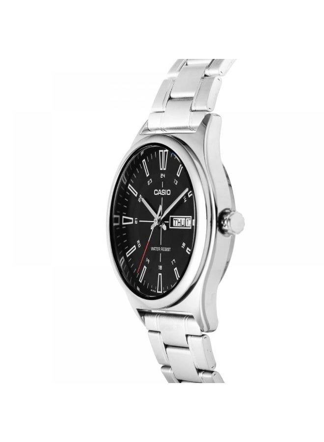 كاسيو ساعة كاسيو رجالية ستانلس ستيل MTP-V006D-1CUDF – ميناء أسود مع عرض اليوم والتاريخ ومقاومة للماء - Image 3