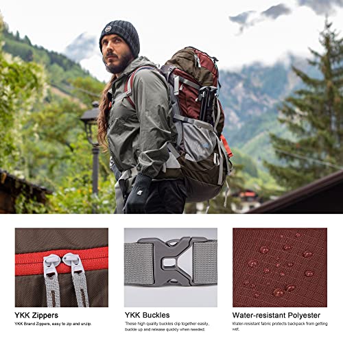 MOUNTAINTOP 70L Internal Frame Backpack Camping Backpacking Hiking Backpack for Men Women with Rain Cover,Maroon - Image 3