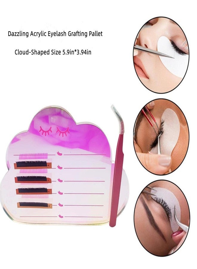 LIXIMMAZN Dazzling Eyelash Grafting Pallet, Acrylic Lash Tile holder, Makeup Palette Eyelash Extensions Storage Gasket Pads with Suction for Tweezers (Cloud-Shaped C) - Image 3