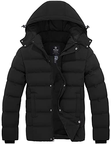 wantdo Men's Hooded Winter Padded Puffer Coat Windproof Puffer Jacket (Black, Large) - Image 1