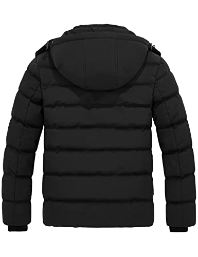 wantdo Men's Hooded Winter Padded Puffer Coat Windproof Puffer Jacket (Black, Large) - Image 2