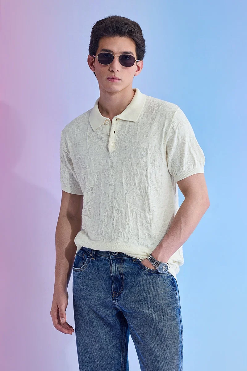 سنيتش تيشيرت بولو محبوك جاكار بنقشة مريحة من يوتوبيا