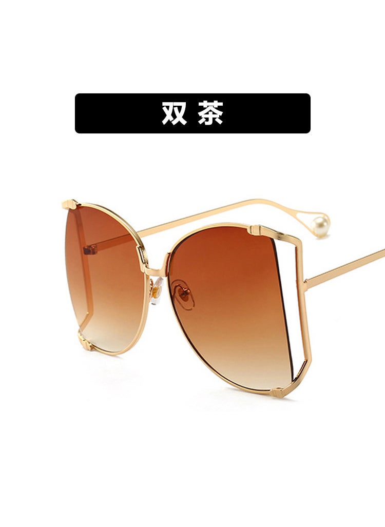 Generic - Fashion Pearl Oversized Sunglasses Women 2020 Double Tea - Image 1