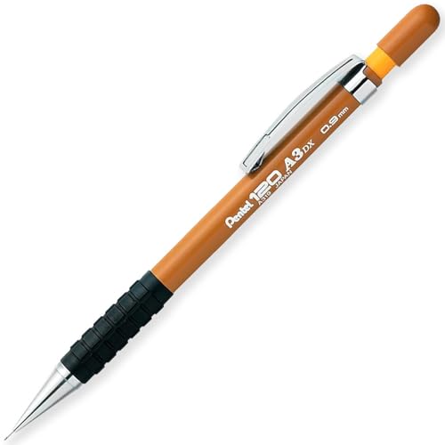 Pentel 120 Series Automatic Mechanical Pencil A313 + 12 HB Refill Leads + Tube of Eraser Refills - In Pillow Packaging - 0.9mm - Ochre - Image 2