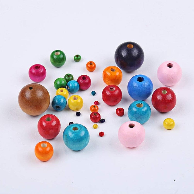 klarako Wood Round Beads 800pcs Colored Round Wood Beads Large Hole Wood Spacer Beads Loose Beads for DIY Craft Bracelet Necklace Jewellery Making (6mm) Spacer Loose Beads - Image 3