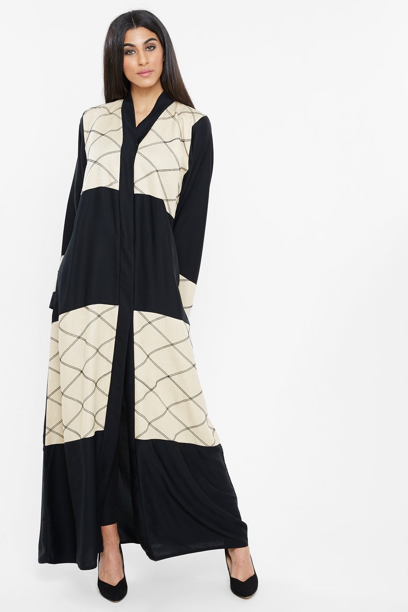 NUKHBAA A casual square printed abaya.-AJ111A - Image 1