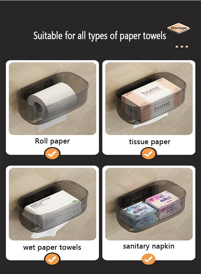 WangPangZi Waterproof Wall Mounted Toilet Paper Holder Grey Multifunction Bathroom Roll Dispenser Cat Proof No Drilling Easy Installation for Home and Bathroom Use - Image 4