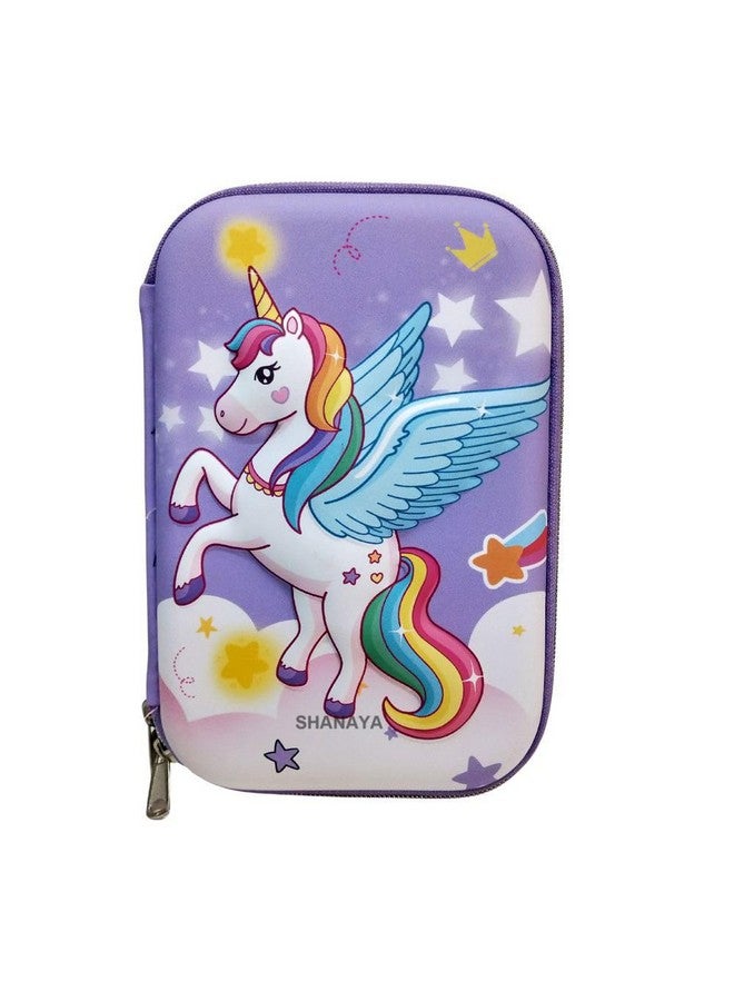 Shanaya SHANAYA Premium Stylish 3D Hardtop Embossed Cute Unicorn Mermaid Smiggle EVA Pencil Pouch Box Case Large Capacity Compartments for School College Girls Boys Kids Stationery Items (Design 4) - Image 2