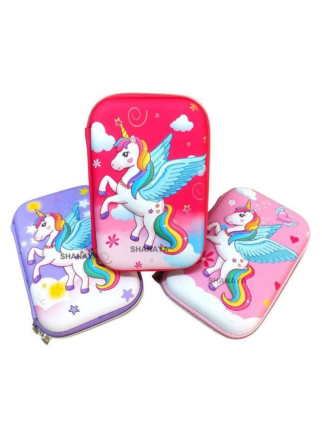 Shanaya SHANAYA Premium Stylish 3D Hardtop Embossed Cute Unicorn Mermaid Smiggle EVA Pencil Pouch Box Case Large Capacity Compartments for School College Girls Boys Kids Stationery Items (Design 4) - Image 1