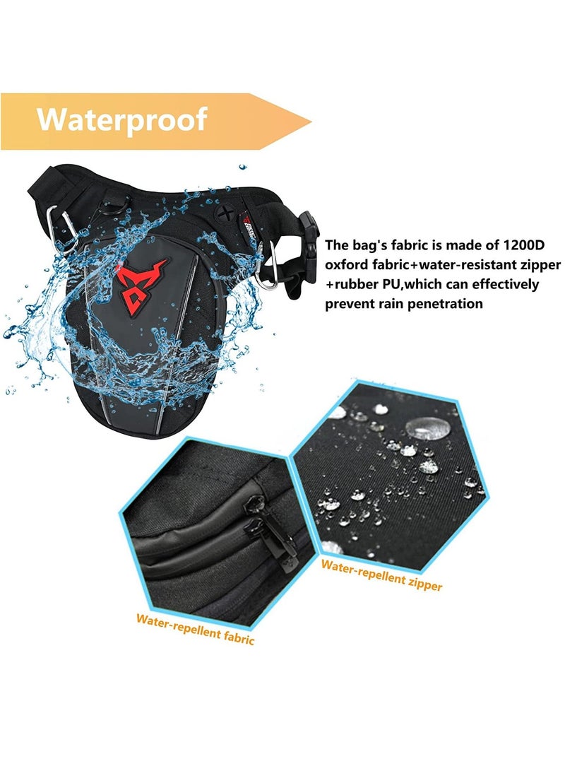 Motorcycle Waist Drop Leg Bag for Men Big Capacity Oxford Waist Pack for Motorcycle Multifunctional Multi-Pocket Thigh Bag for Hiking Climbing  - Image 4