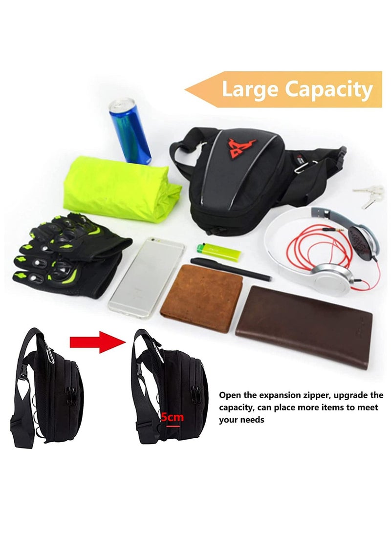 Motorcycle Waist Drop Leg Bag for Men Big Capacity Oxford Waist Pack for Motorcycle Multifunctional Multi-Pocket Thigh Bag for Hiking Climbing  - Image 3