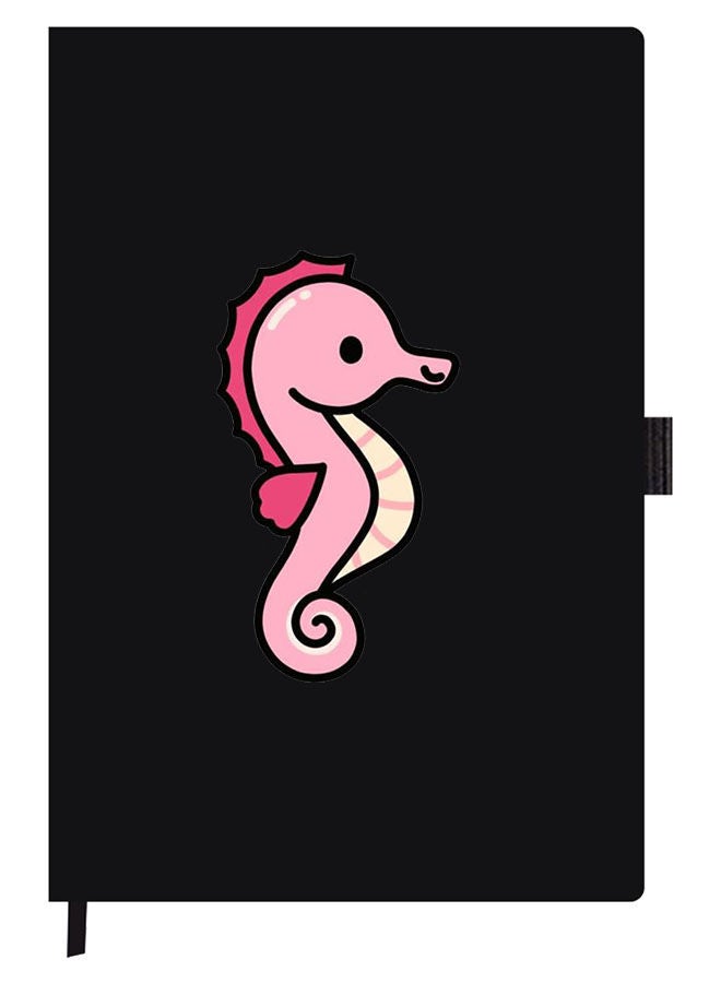 Theodor Designer A5 Thick Black Hardcover Notebook Seahorse - Image 1