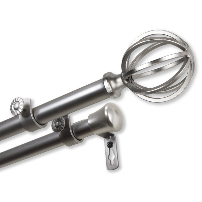 Rod Desyne Rod Desyne 34 Cage Double Window Curtain Rod 120170 inch Satin Nickel 
