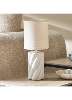 Emzie Ceramic Table Lamp with White Shade - 32 cm