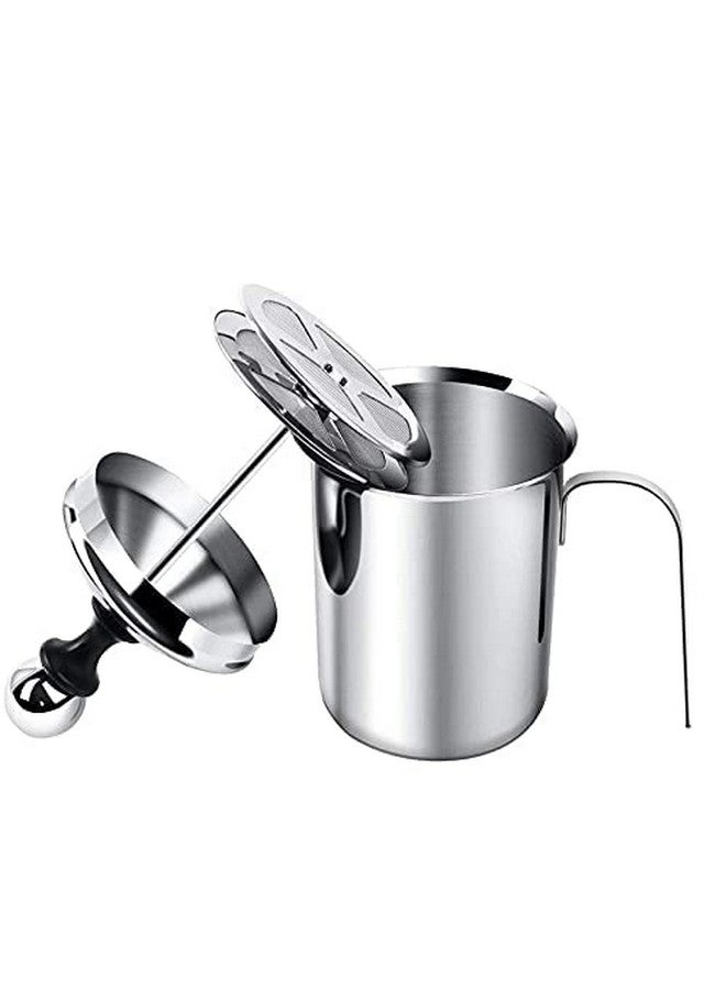 3D CREATIONS Stainless Steel Blender - Milk Frother Coffee beater for Cappuccino-Foam Maker for Hot and Cold Coffee Milk with Double Froth Pump, Handle and Lid - 800 Ml - Image 1