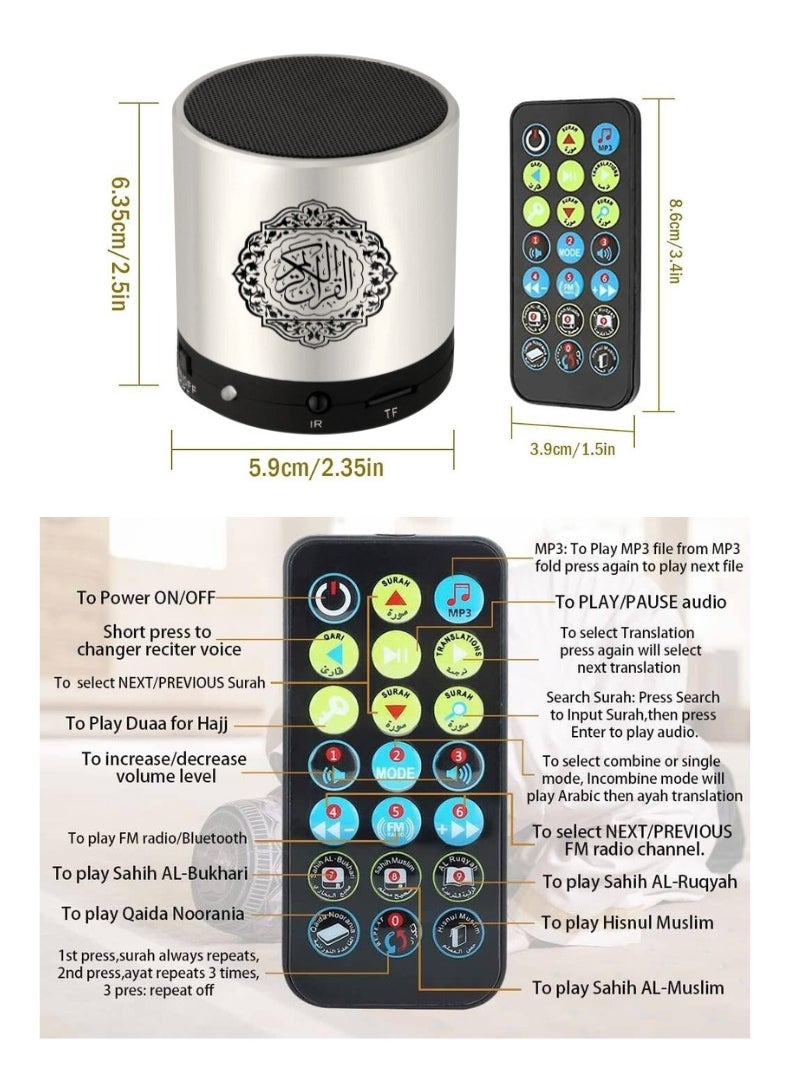 HONTON Compact Digital Quran Speaker with Translation, Tafseer & HD Audio – Portable Islamic Learning Companion | Silver  - Image 4