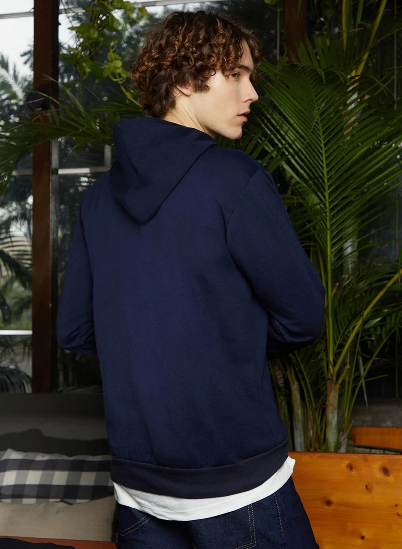 كامبوس سوترا Men's Navy Blue Regular Pullover Hoodie