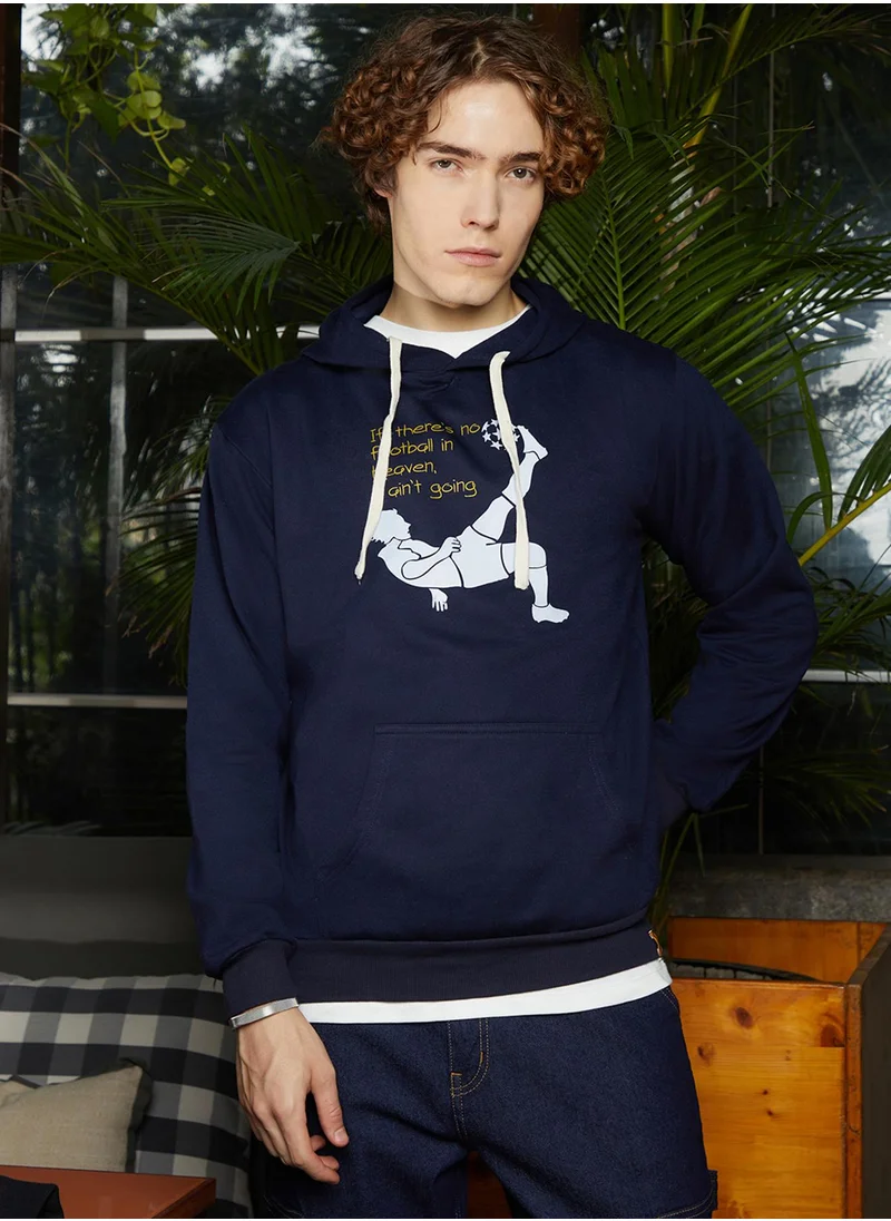 كامبوس سوترا Men's Navy Blue Regular Pullover Hoodie