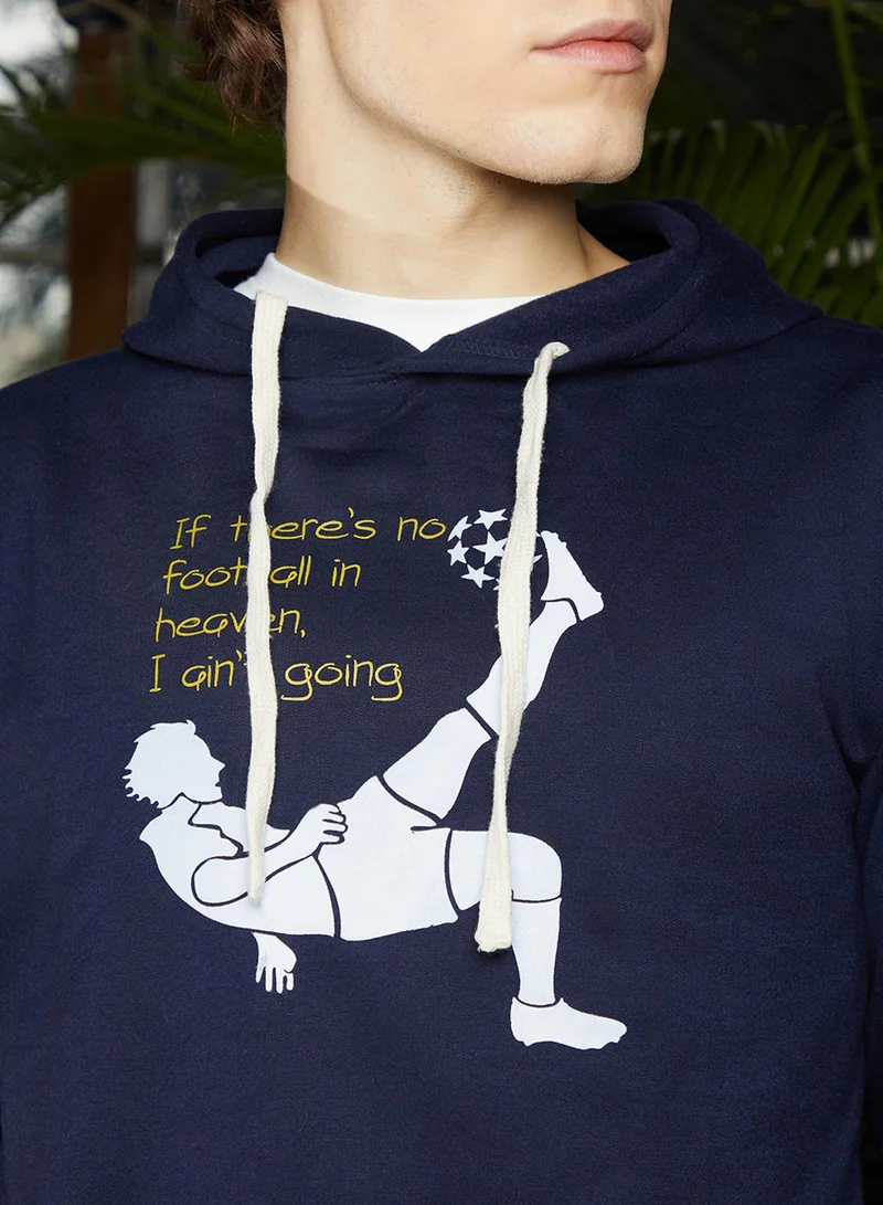 كامبوس سوترا Men's Navy Blue Regular Pullover Hoodie