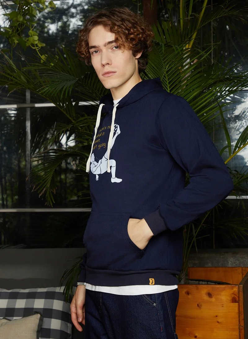 كامبوس سوترا Men's Navy Blue Regular Pullover Hoodie