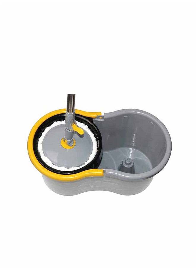 دلو ممسحة فولاذي دوار 360° رمادي - Image 4