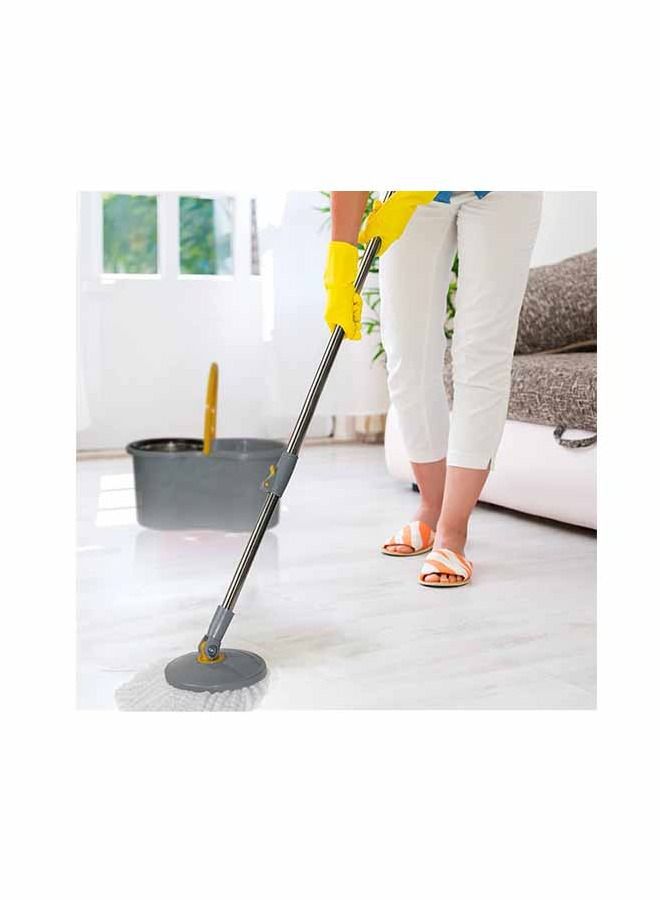 دلو ممسحة فولاذي دوار 360° رمادي - Image 5