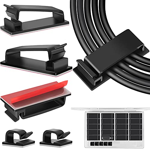 TidyHelper Cable Management Clips, Large Cord Clips for Under Desk Wire Management, Adhesive Organizer Multiple Cord (Computer/PC, Network, TV, Ethernet) Black 20 PCS - Image 1