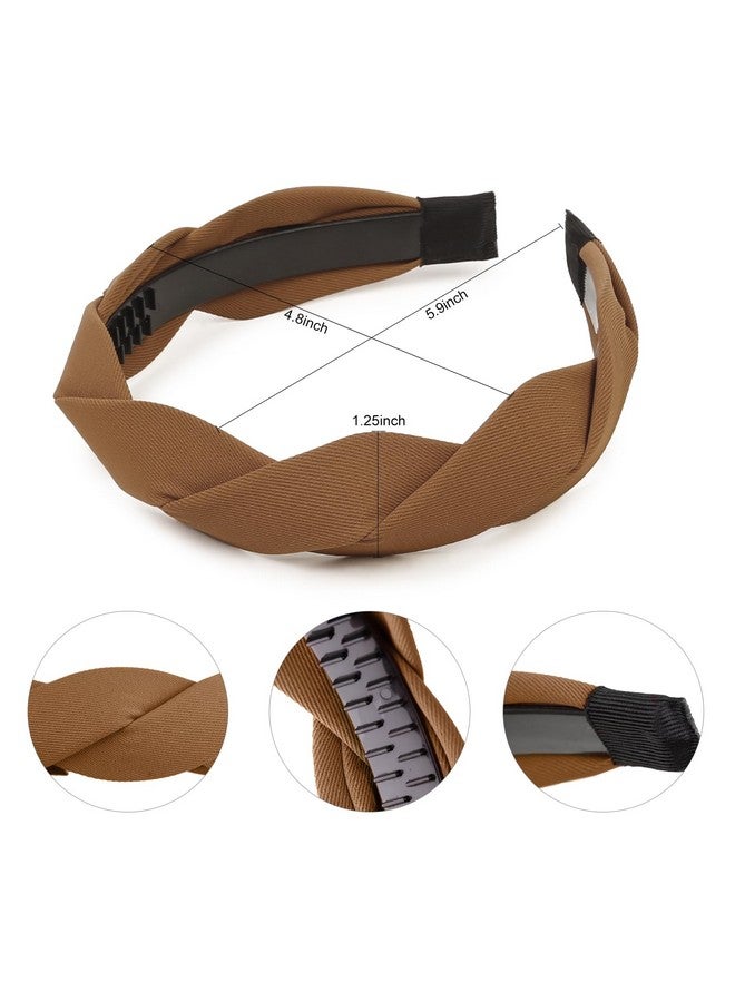 ووفوووفو 4 قطع عصابة رأس مضفرة للنساء والفتيات واسعة هيرباند موضة غير قابلة للانزلاق على شكل طوق شعر إكسسوارات بألوان ثابتة - Image 2