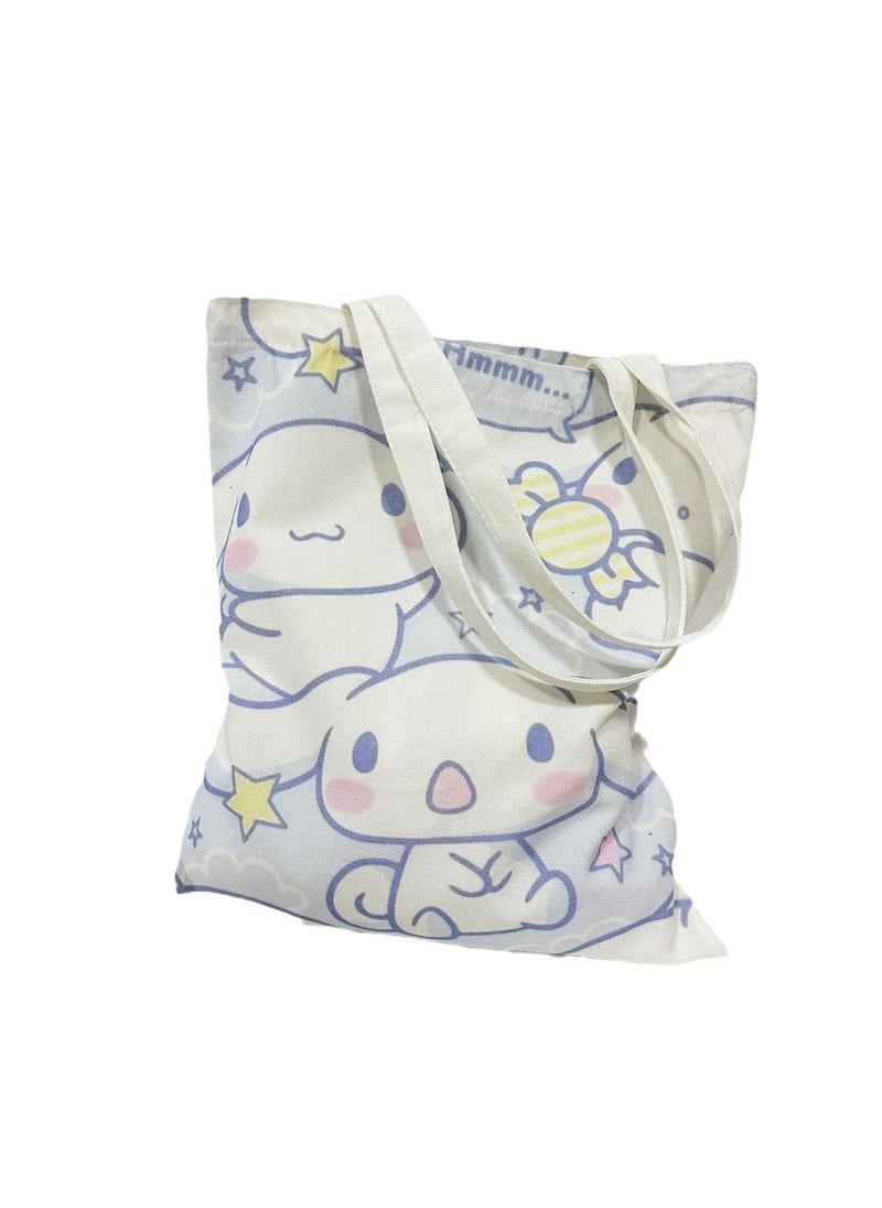 Generic Cartoon Sanrio Cinnamon Dog Pattern Canvas Tote Bag, Student Class Bag Tote Bag, Reusable Beautiful Environmentally Friendly Bag, Book Shopping Groceries Cotton Cute Tote Bag 