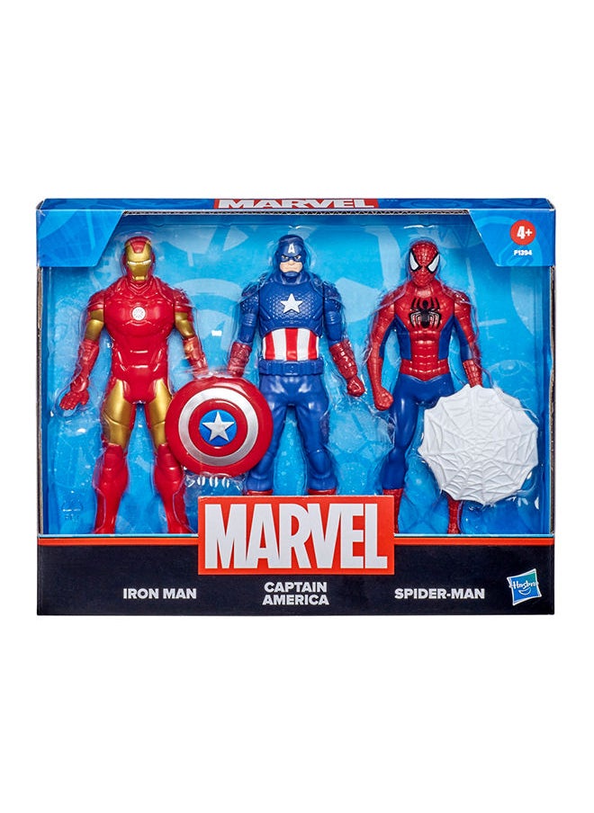 MARVEL - Hasbro Marvel Action Figure Toy 3-Pack 6-Inch Figures Includes 3 Figures Iron Man Spider-Man Captain America For Kids Ages 4 And Up - Image 1