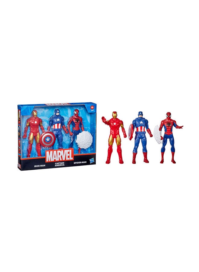 MARVEL - Hasbro Marvel Action Figure Toy 3-Pack 6-Inch Figures Includes 3 Figures Iron Man Spider-Man Captain America For Kids Ages 4 And Up - Image 1