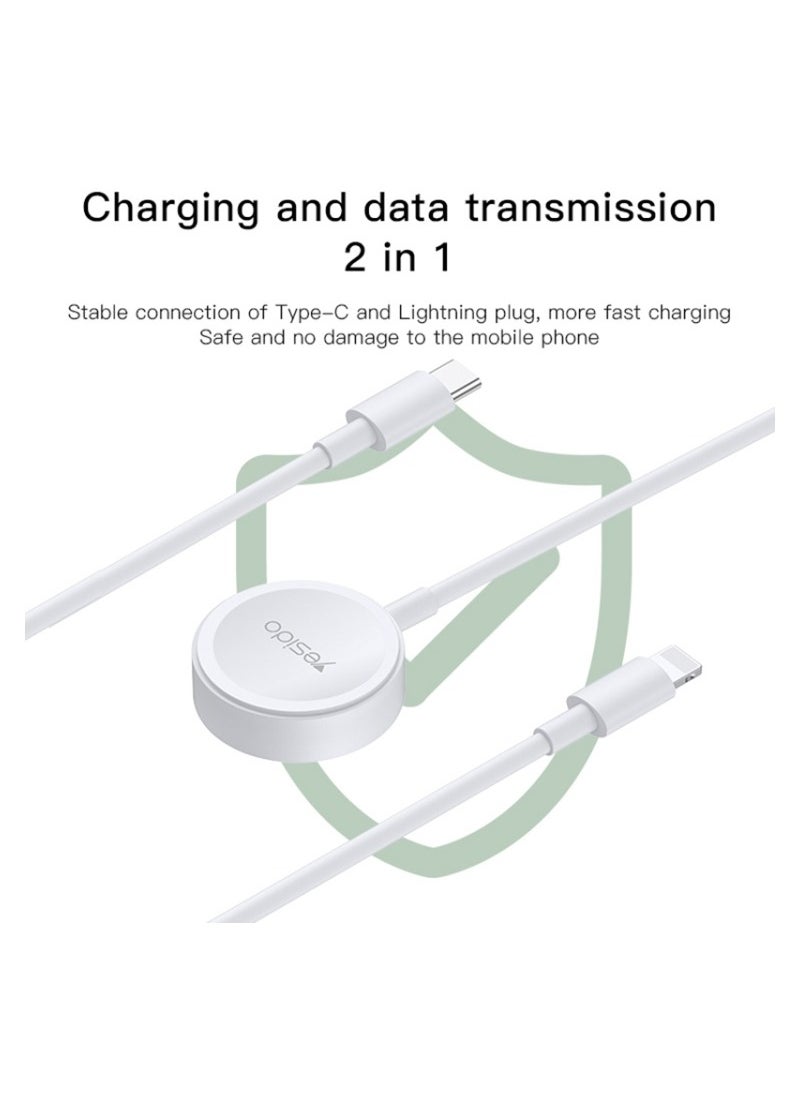 Yesido - Yesido CA113 for Apple Watch 2 in 1 USB-Type C/Type C to Wireless Magnetic Watch Charger, Cable Length: 1.2m - Image 1