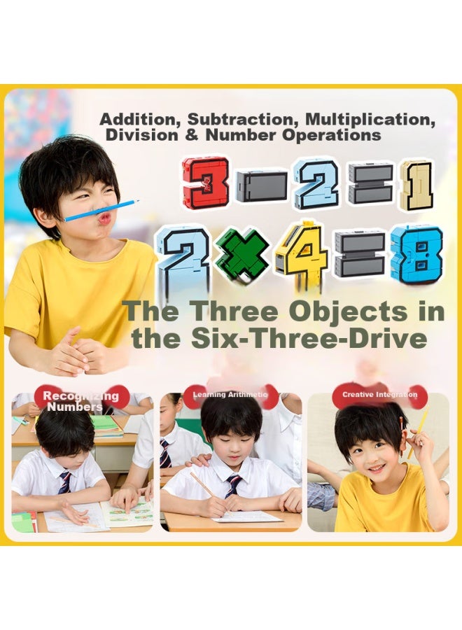 Xinlexin Digital Transforming Toy Robot, Jinguang Combination Letter Building Blocks, 3 Years Old Combination, 10 Numbers, 5 Symbols - Image 3